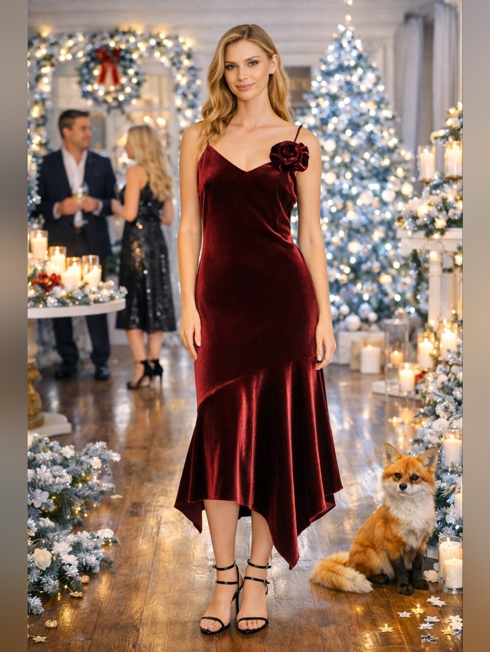 - Steve Madden Wine/Burgandy Asymmetrical Slip Dress